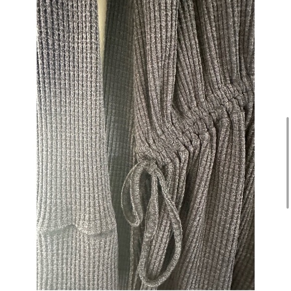 Free People Josie Thermal Waffle Knit Asymmetrical Dress Gray Size Medium - Picture 6 of 6